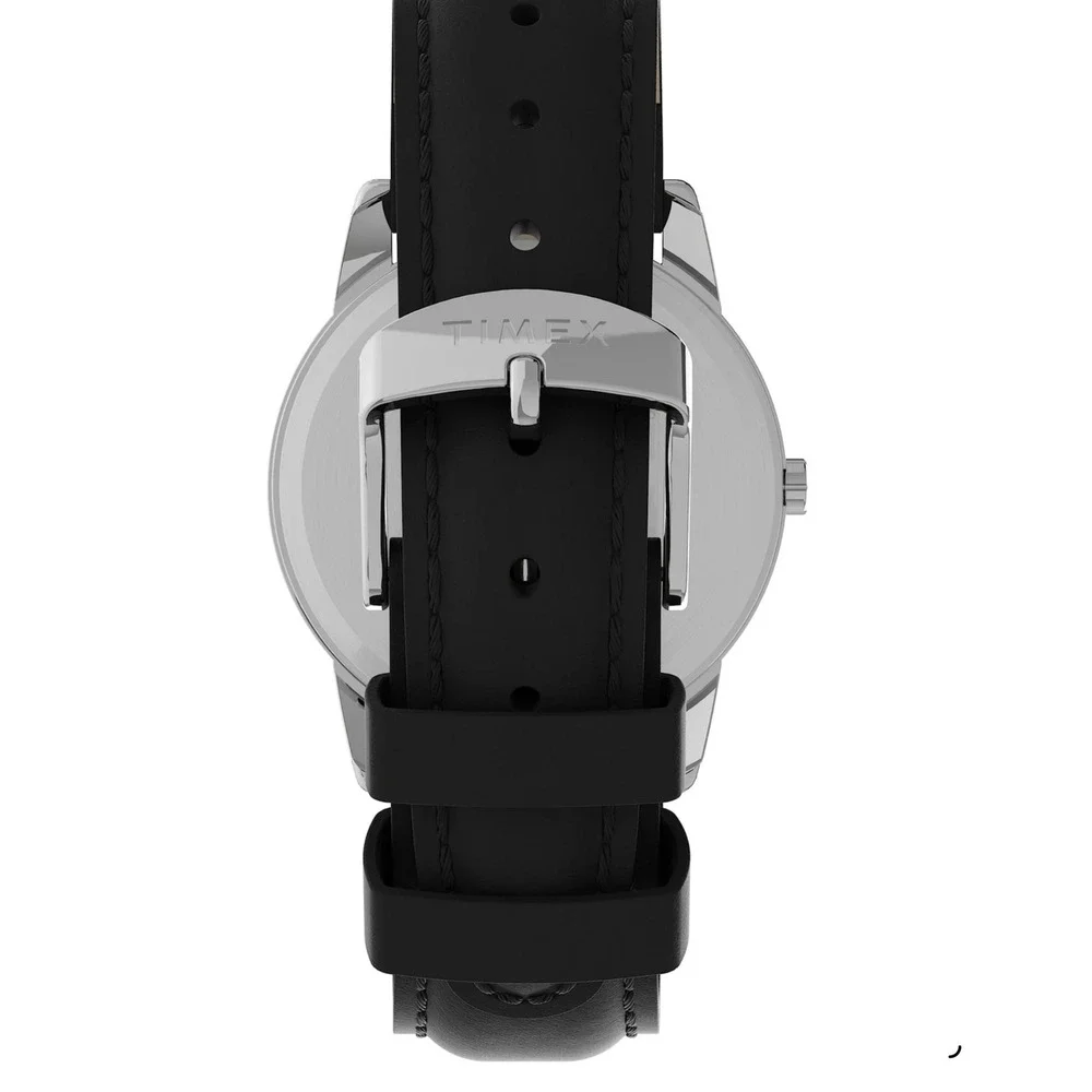 Timex Easy Reader Watch 35mm Silver White Black‎ Leather Indiglo T2H281 9J